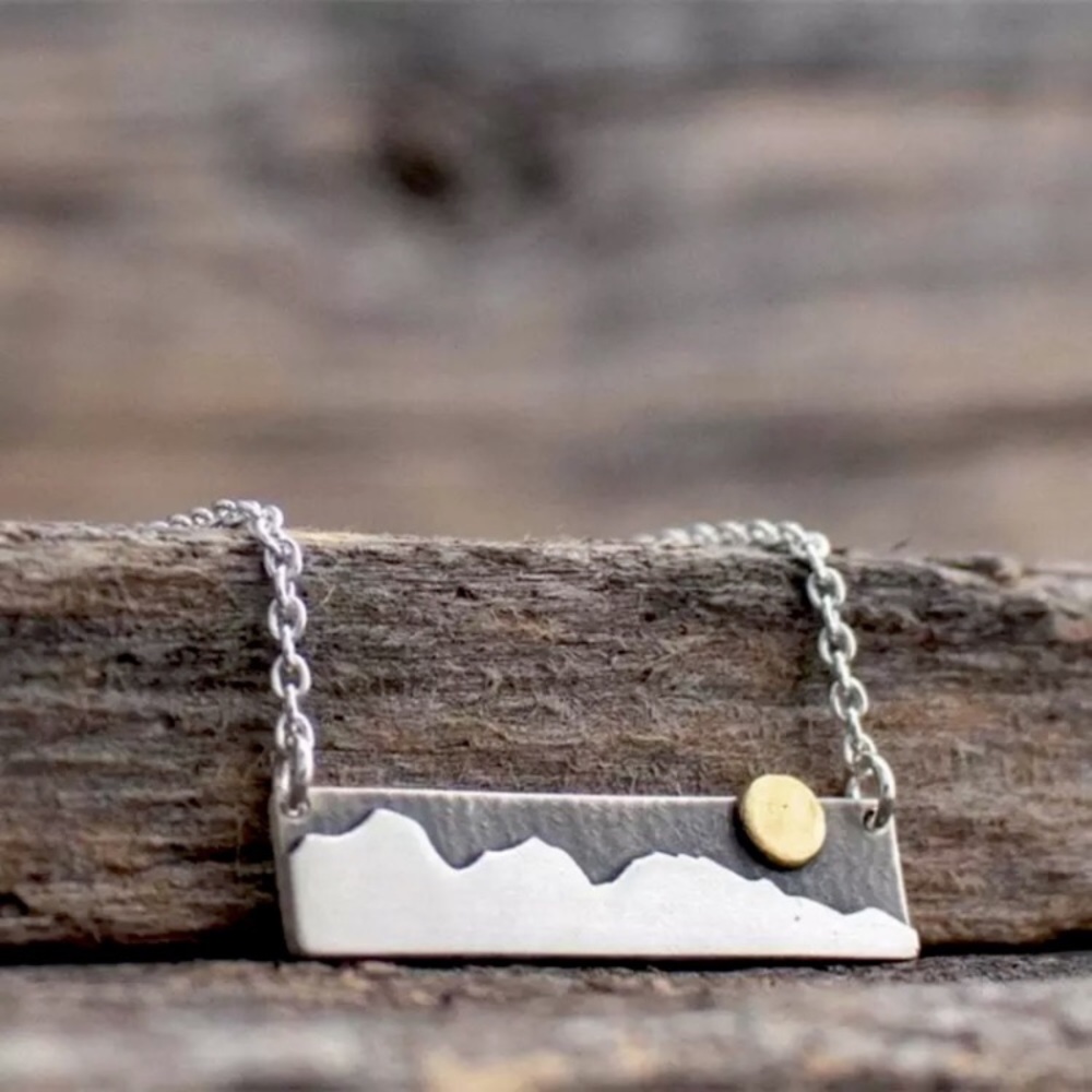 “Over the Hills” Mountain Range Moon Bar Necklace